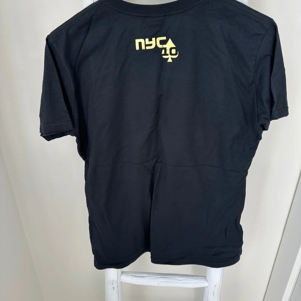 Nike Tennis Black and Gold Graphic Tee with Gold Kiss My Ace NYC10 Collection